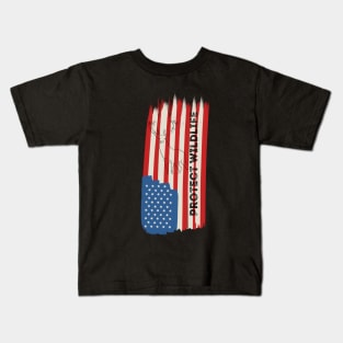 Protect Wildlife USA Flag T-Shirt Kids T-Shirt